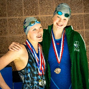 Swimmers showing personality